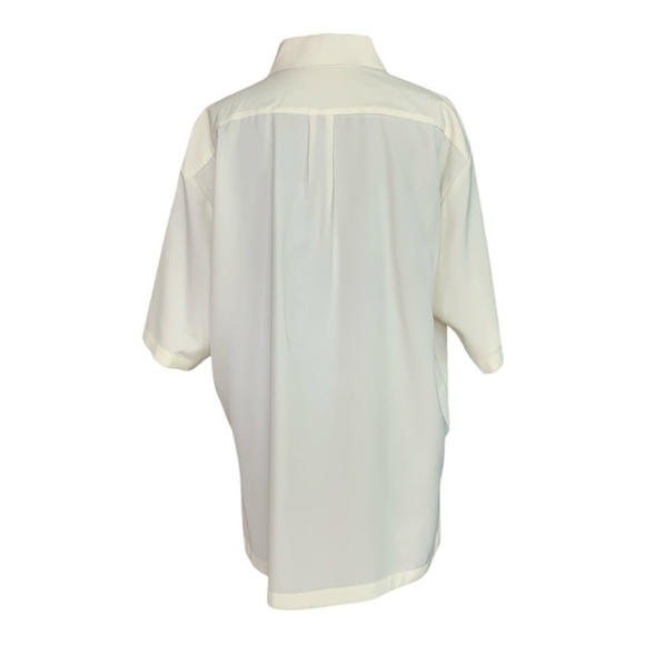 Mens Tee BURDA Short Sleeve Shirt Ivory Front Embroidered Button Front T-shirt - Picture 4 of 6